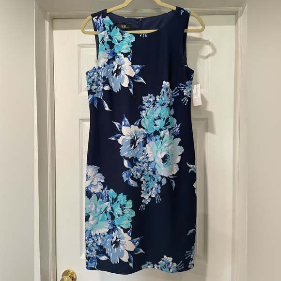 Dress Barn Dresses & Skirts - NWT AGB Dress Navy Floral Sleeveless Dress, Size 6